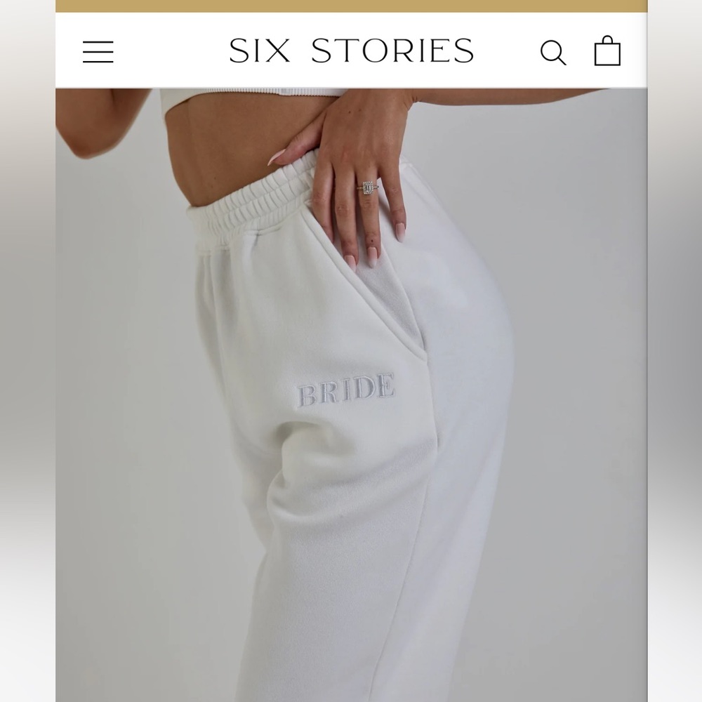 Six stories bride white statement sweatpants size medium